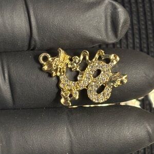 Gold Dragon Pendant with Crystals